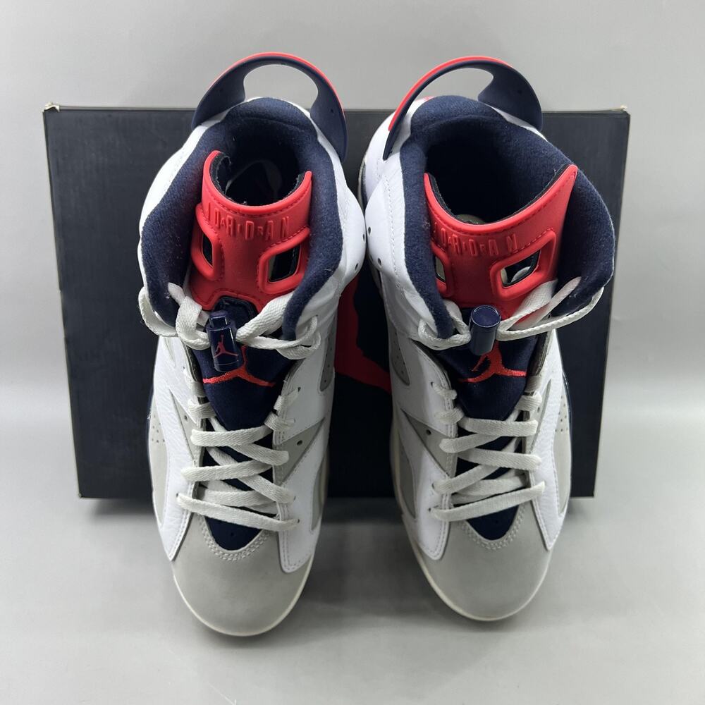 Air Jordan 6 Retro Tinker Shoes Men Size 9.5 White Grey Infrared Mid Sneakers - Picture 5 of 9